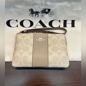 Coach Signature Sand Taupe Wristlet